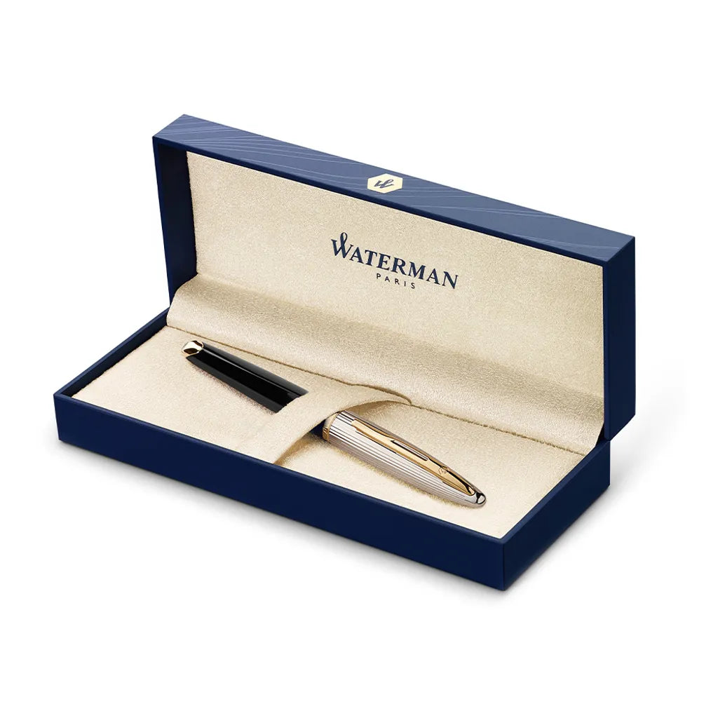 WATERMAN 威迪文 海洋系列 豪華 條紋銀蓋黑桿金夾 18K金 鋼筆