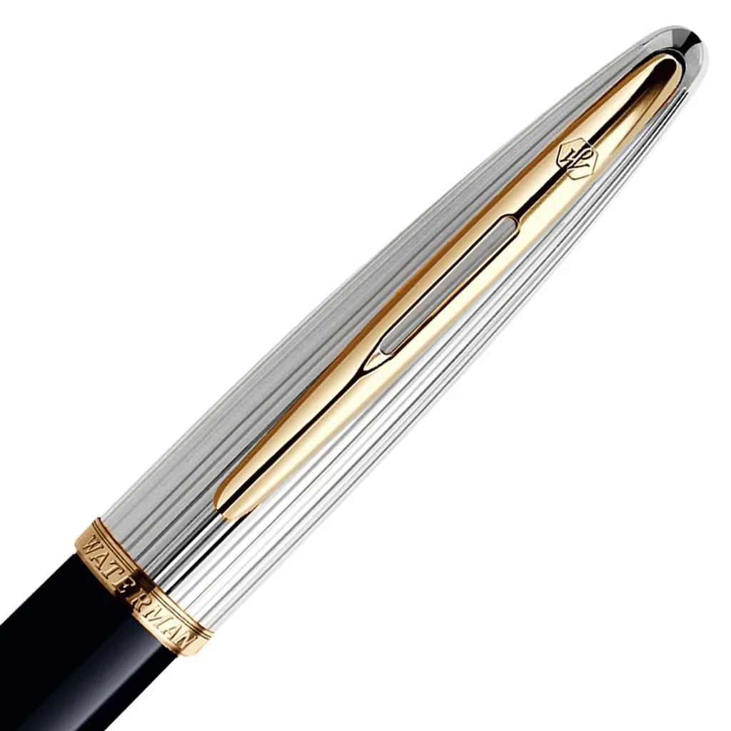 WATERMAN 威迪文 海洋系列 豪華 條紋銀蓋黑桿金夾 18K金 鋼筆