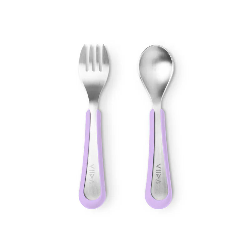VIIDA  [幼兒外出組] 抗菌不鏽鋼叉匙組(L)+防水收納袋(L)+多功能食物剪