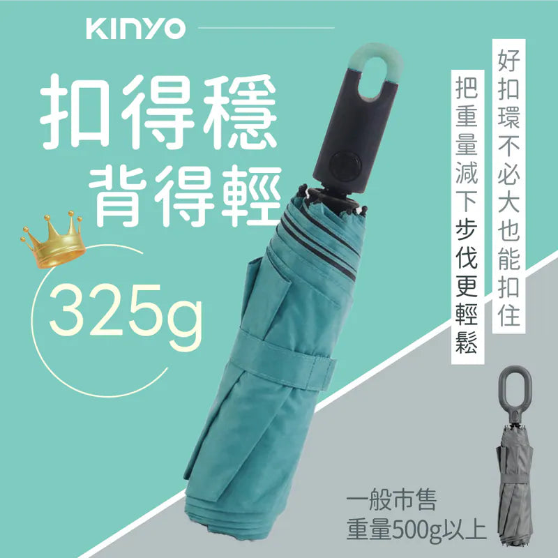 【KINYO】21吋扣環黑膠自動傘(KU9785)