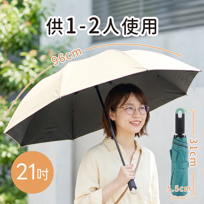 【KINYO】21吋扣環黑膠自動傘(KU9785)