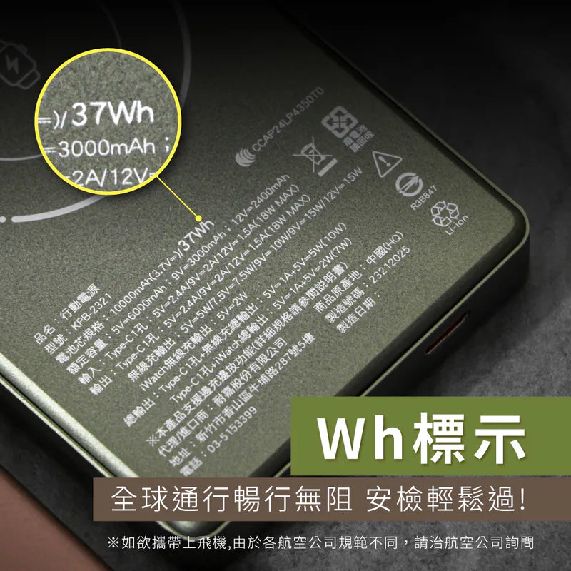kinyo  超防爆 全固態‧磁吸薄型行動電源 (KPB-2321)