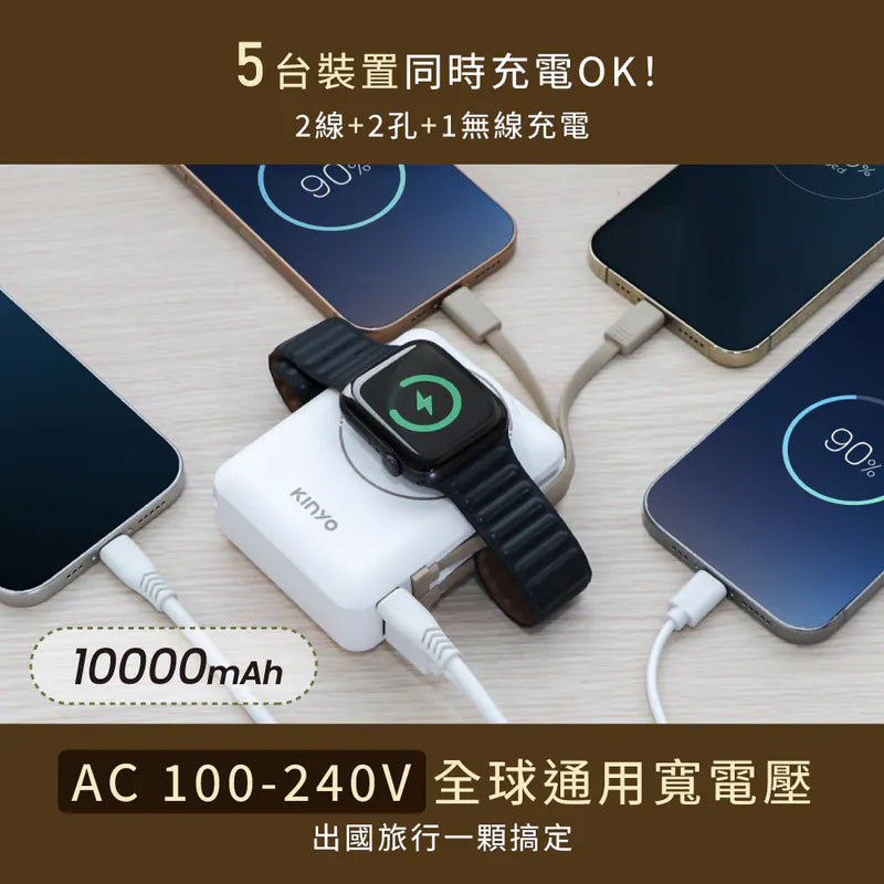 【KINYO】 10000mAh 9in1自帶AC萬用防爆行動電源 (KPB-2656)