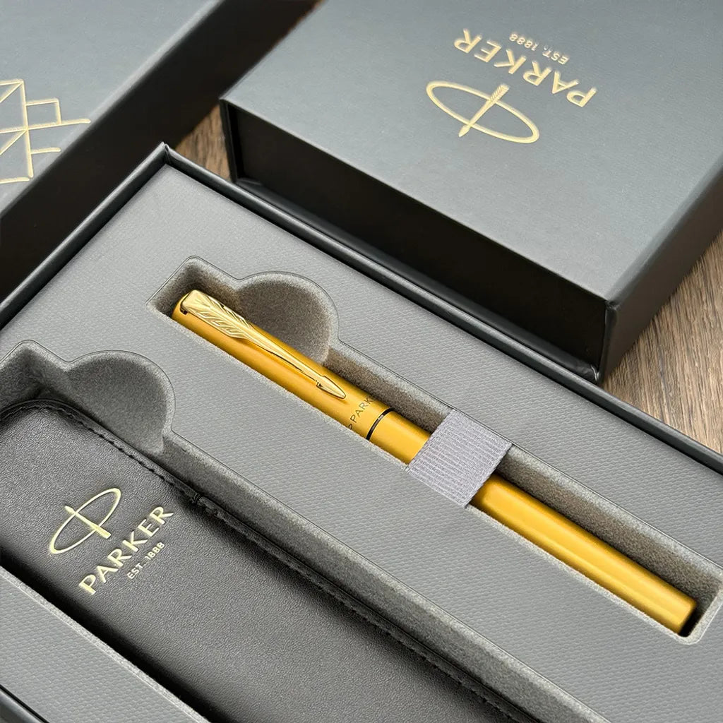 PARKER派克 威雅XL系列 金色（限定）鋼珠筆 真皮筆套組