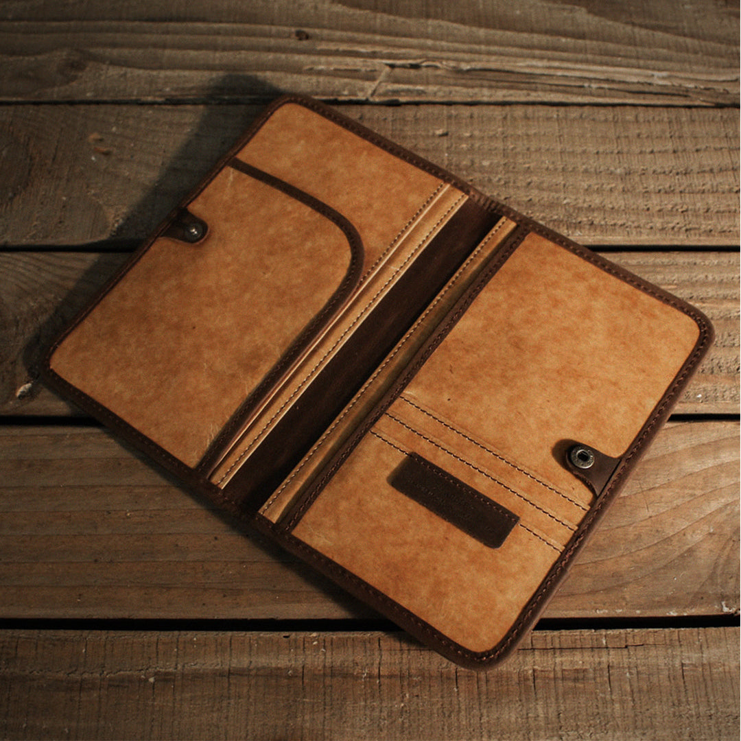 ADOLE 蠟紋布仿古皮革 復古夾層護照套