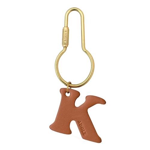 ADOLE 真皮字母黃銅鑰匙圈/圓壺型(字母任選)