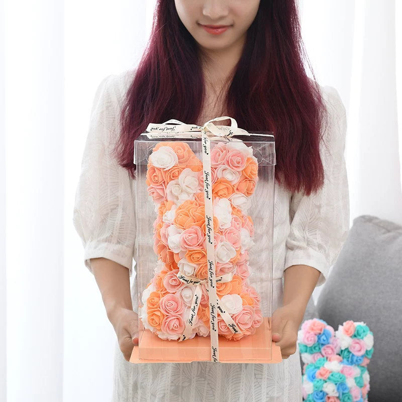 創意小物館 夢幻仿真玫瑰兔兔禮盒 25cm