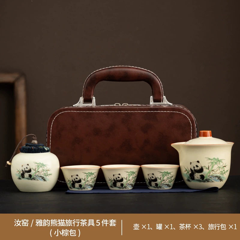 汝窯旅行茶具套組便利戶外陶瓷快客杯套裝商務活動伴手禮品