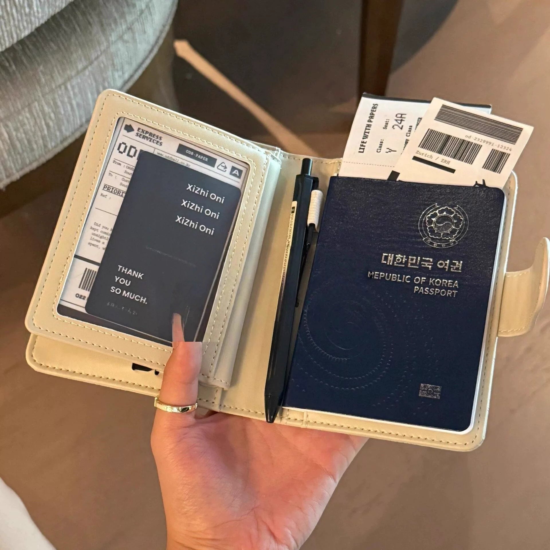 韓式多功能皮革護照夾