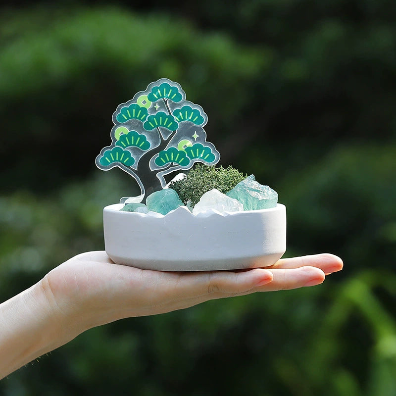 創意小物館 萬事青松香薰水晶擴香石禮盒
