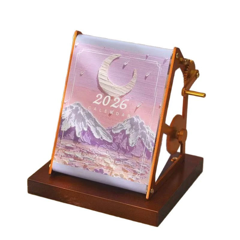 復古油畫風手搖機械桌曆