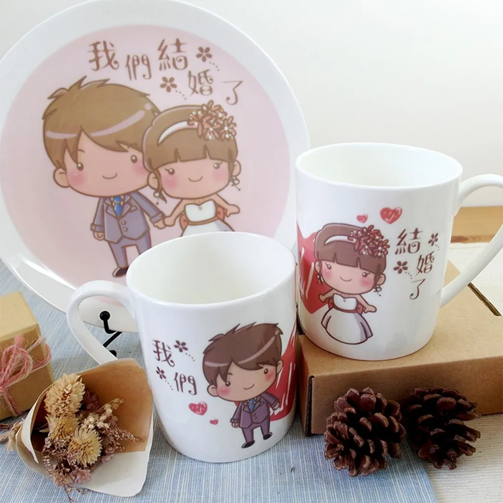 【客製化】陶緣彩瓷 Q版我們結婚了 杯盤組