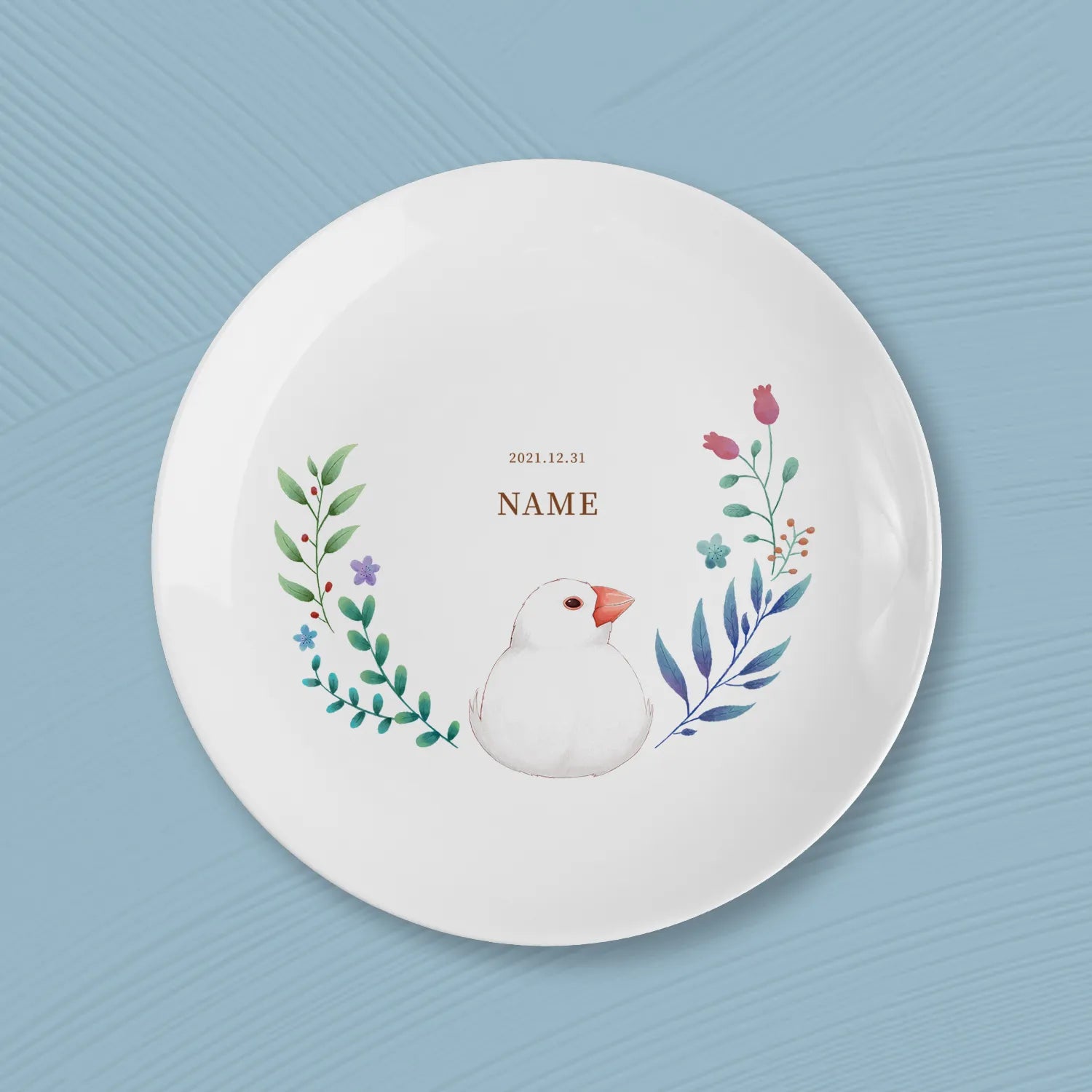 陶緣彩瓷 Dream Hugo夢想雨果 文鳥花圈 8吋骨瓷盤四入組