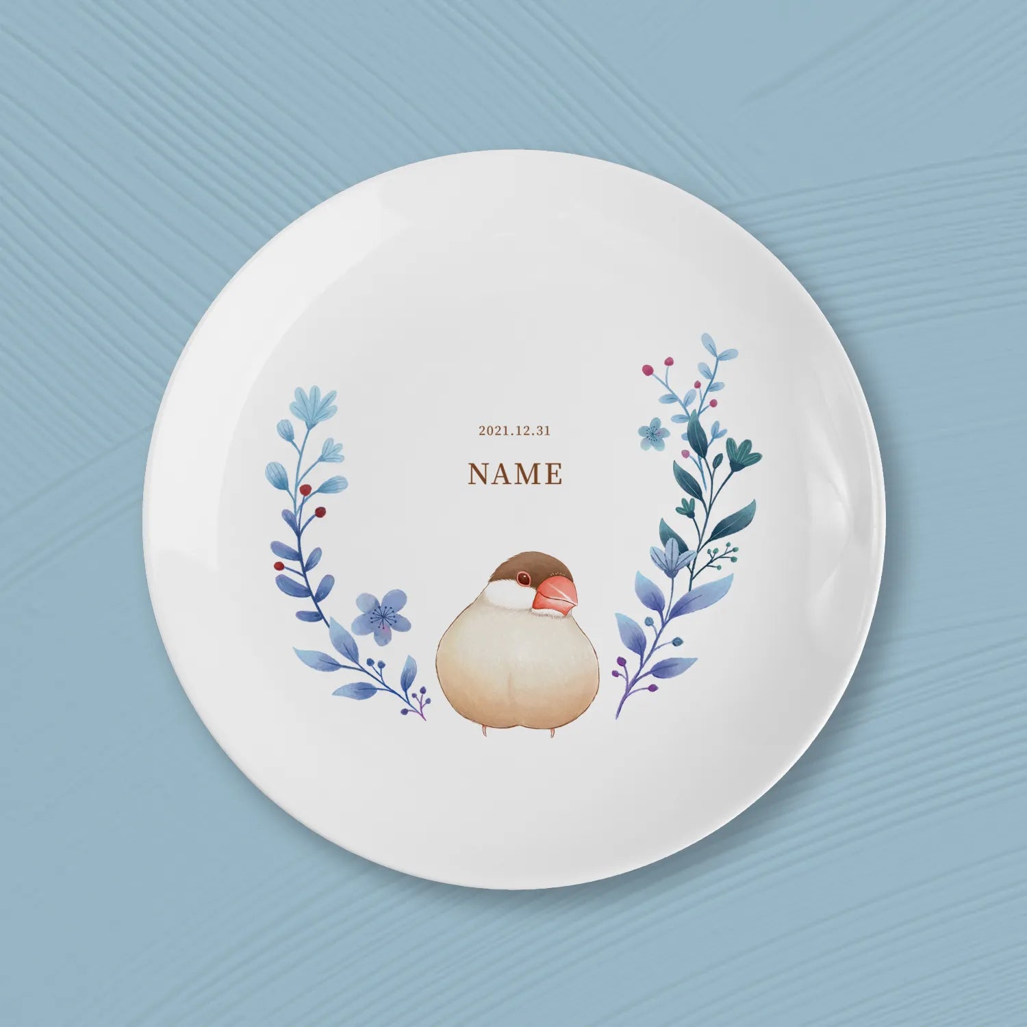 陶緣彩瓷 Dream Hugo夢想雨果 文鳥花圈 8吋骨瓷盤四入組